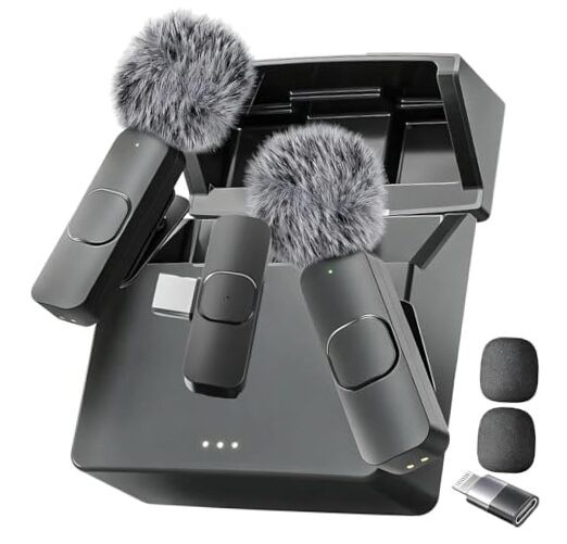 (Latest Model - Wireless Microphone for Charging Case + All iPhones & Androids