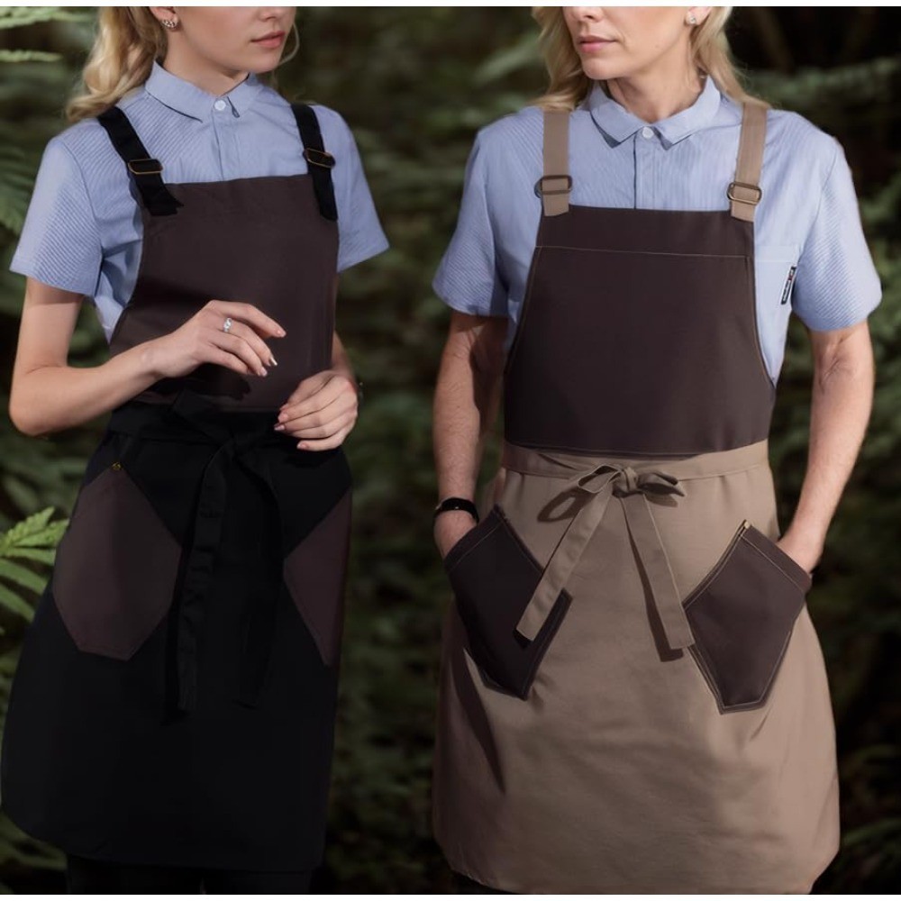 Professional Kitchen Apron with Pockets Adjustable Cooking BBQ Baking Apron for