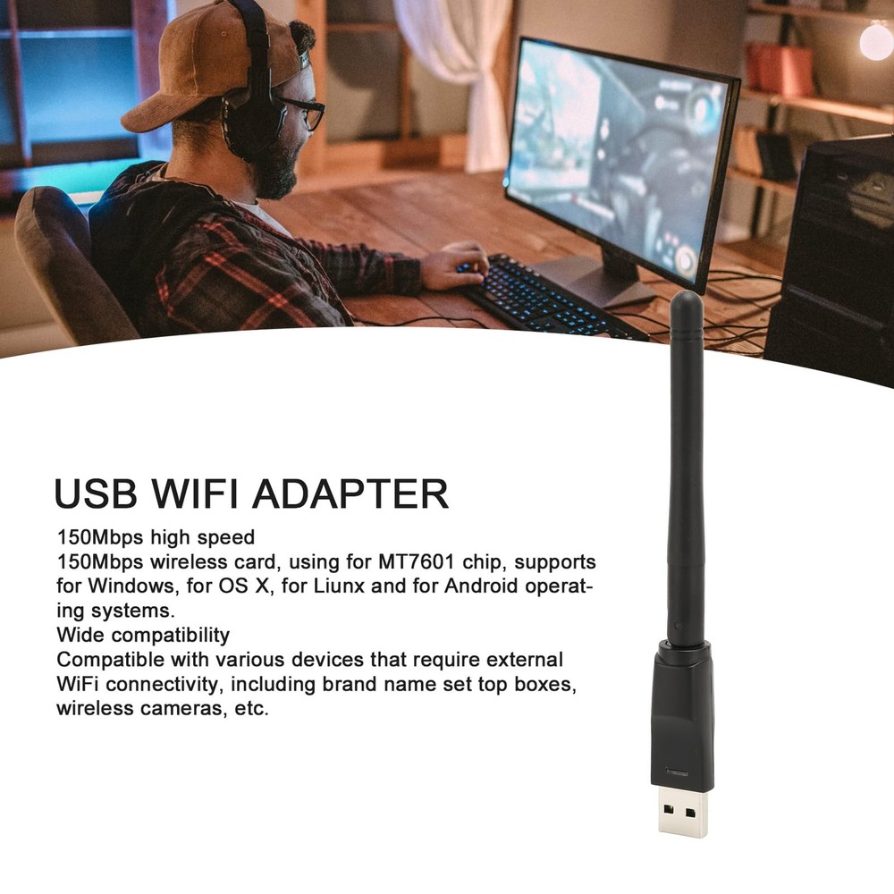 MT7601 USB Adapter 150Mbps Desktop PC Laptop Compatible