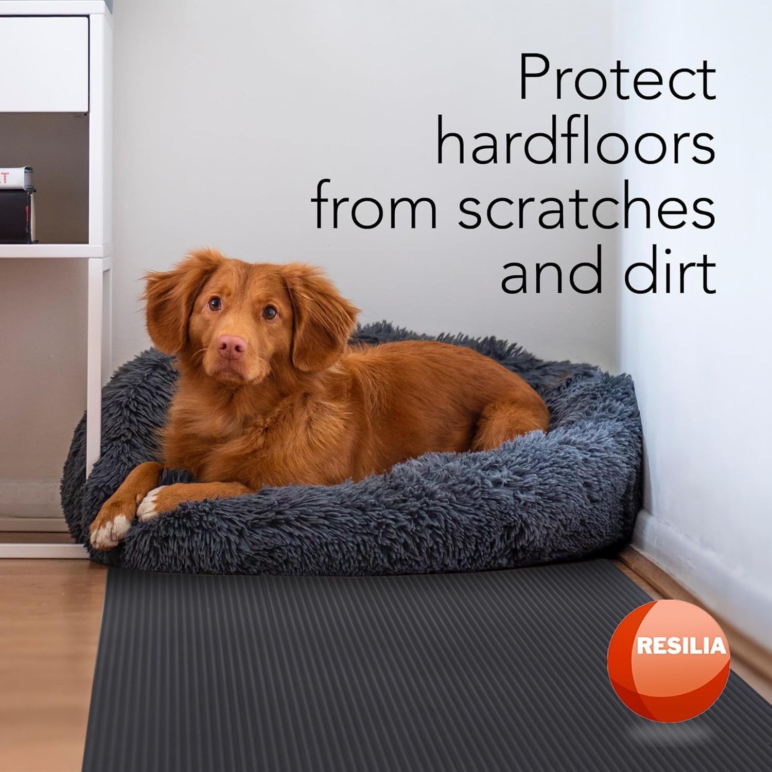 RESILIA Black Plastic Floor Runner - Embossed Wide Rib Waterproof Vinyl Heavy