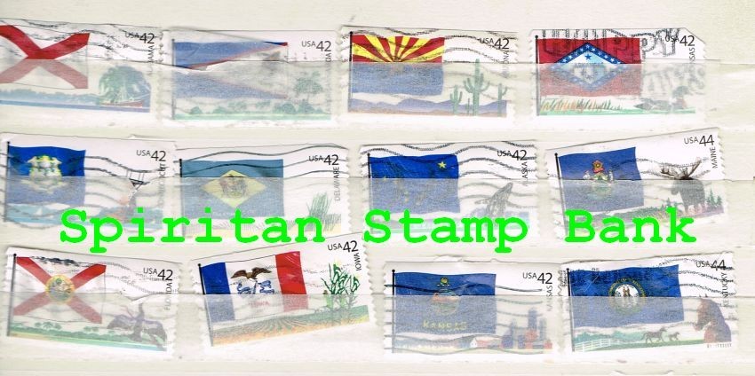 State Flags Stamps: 12 Assorted 42¢ Cancelled US Postage  (12-009)