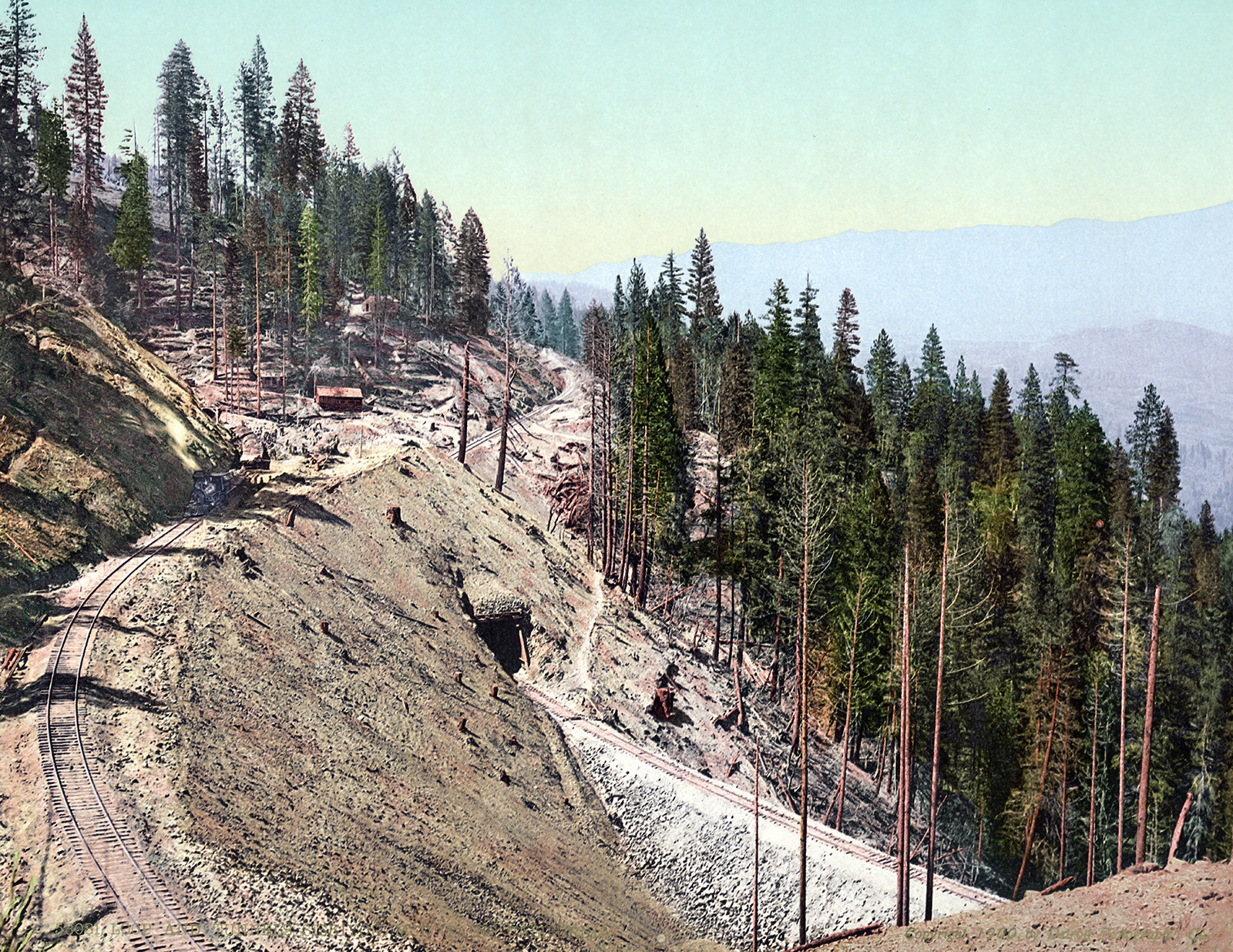 1900 Loop and Tunnels, Siskiyou Mt's, CA Vintage/ Old Photo 8.5" x 11" Reprint