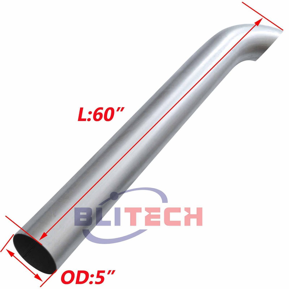 BRAND NEW 5" OD X 60" Aluminized Curved Stack Pipe Universal Fit