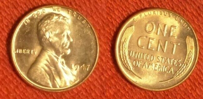 Lincoln Cent: 1947 BU IRUS257