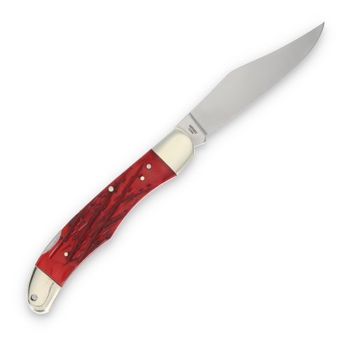 Marbles Large Hunter Lockback Folding Pocket Knife w/ Red Jigged Bone Handle