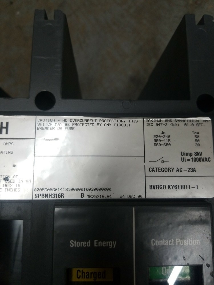 CUTLER HAMMER SPBNH316R MISSING PARTS