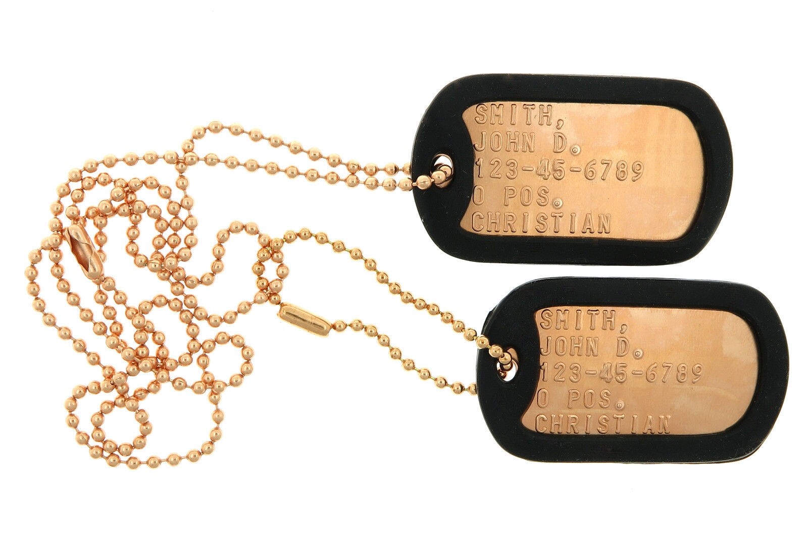Custom Embossed Copper Military Army Air Force Navy ID Dog Tags
