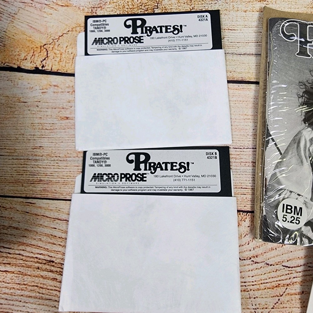 Sid Meier's Pirates! MicroProse IBM PC 5.25" Disk w/ Map, Manual, Inserts