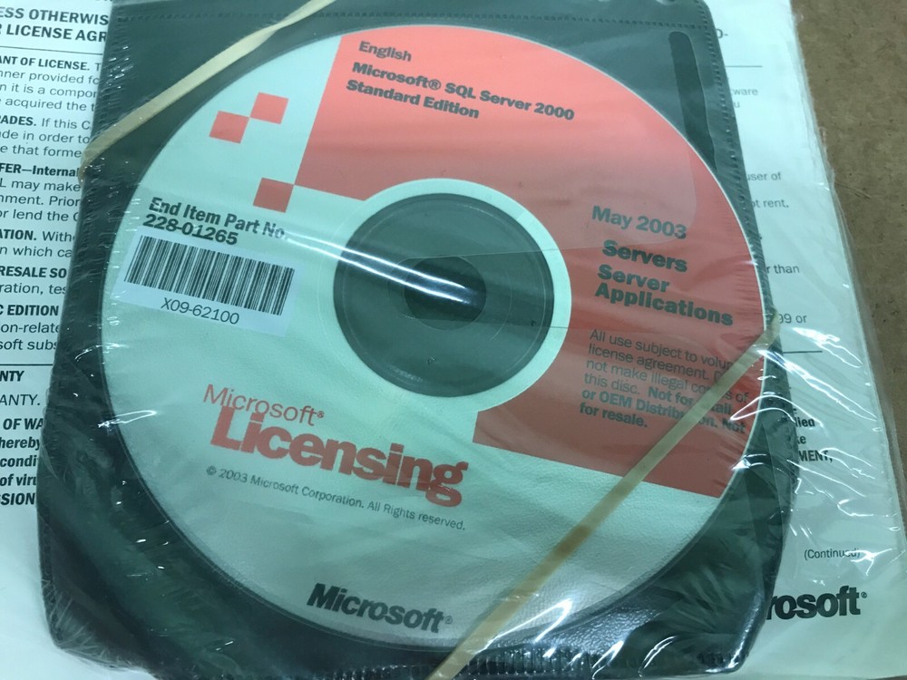 Microsoft client access license for SQLServer 2000 Standard Edition 10 licenses