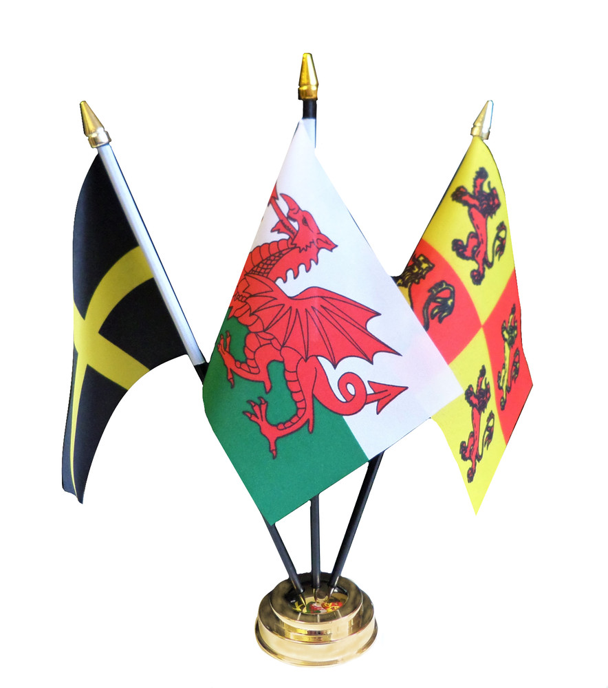 Wales Triple Friendship Table Flag Set