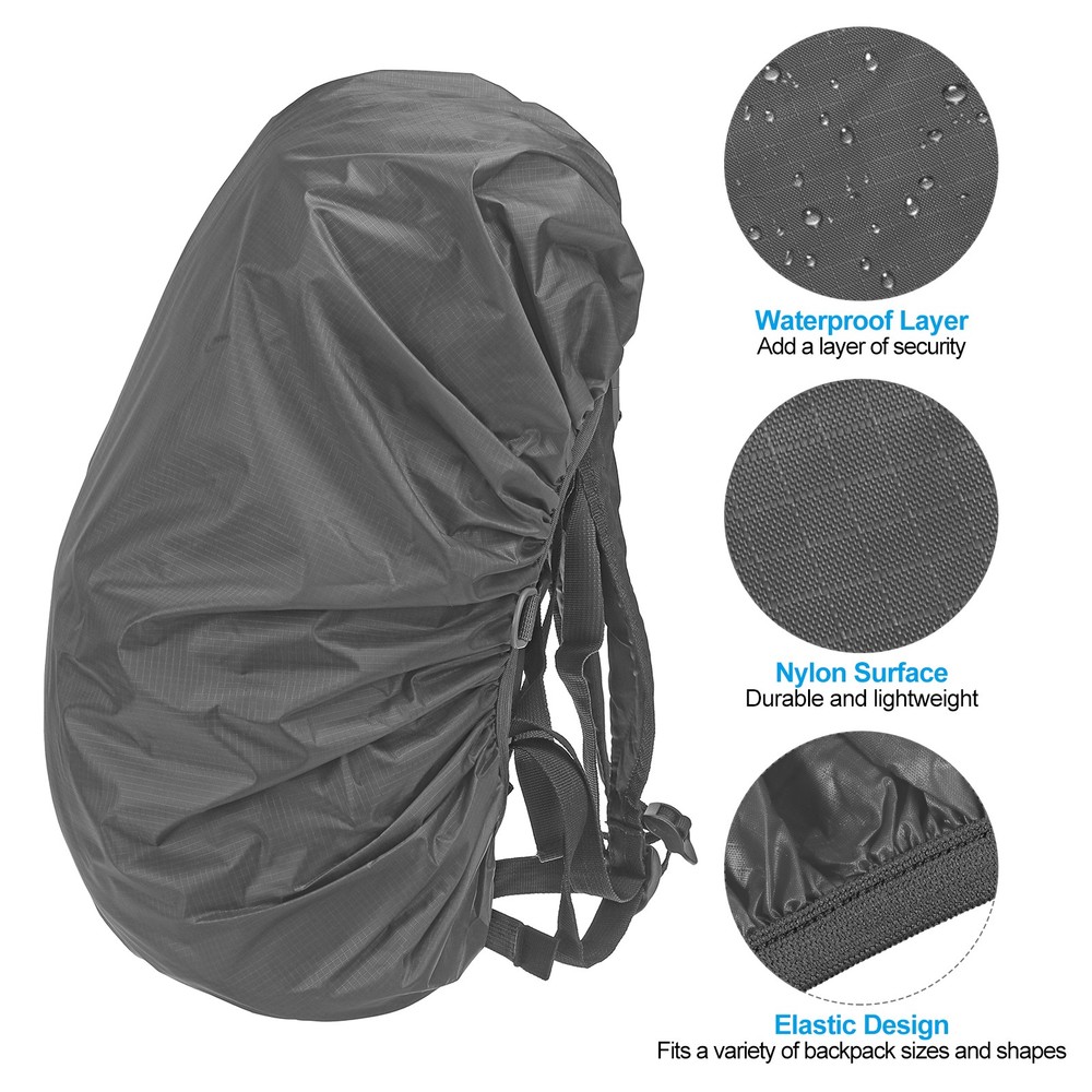 40-50L Backpack Rain Cover with Drawstring Bag, L, Gray Checkered