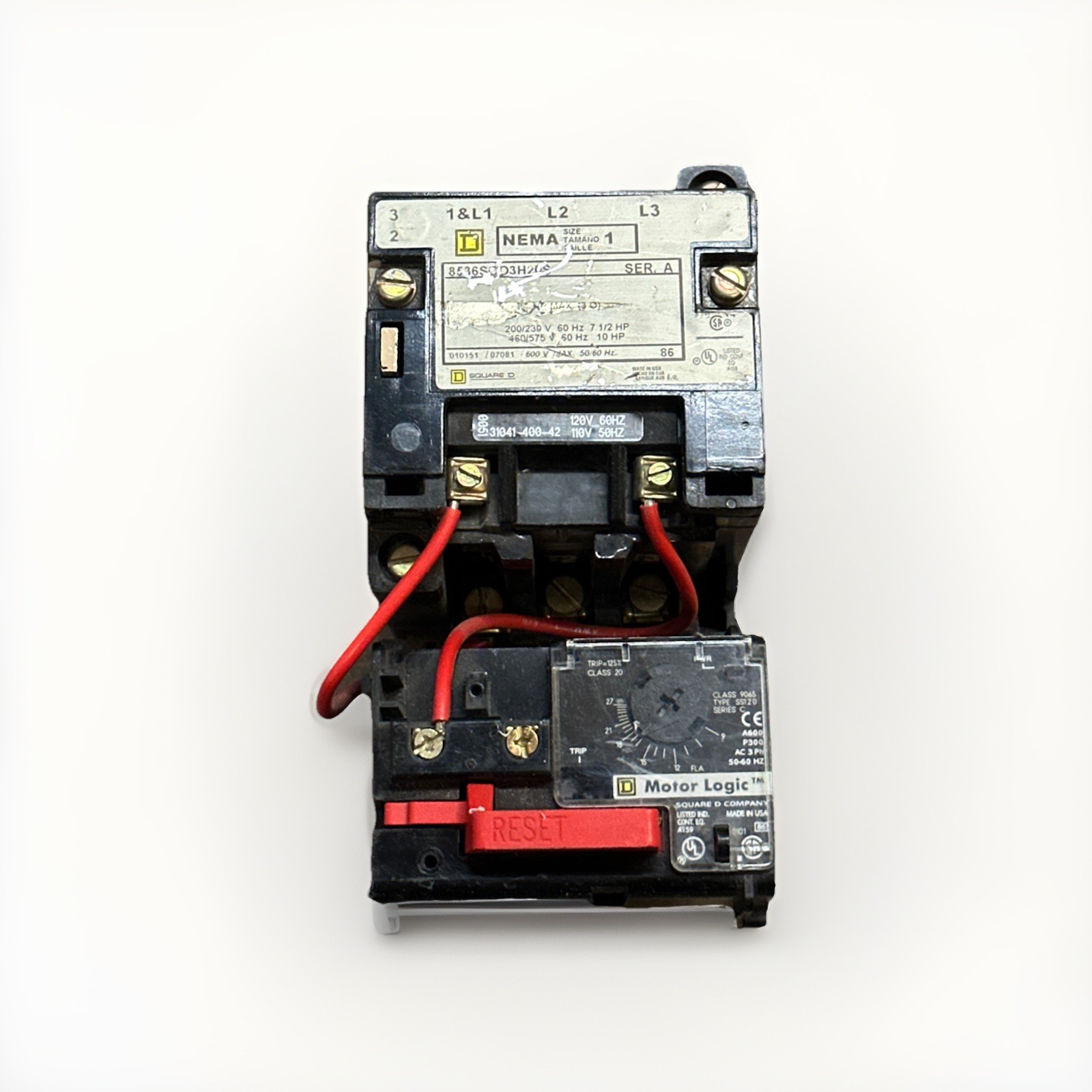 🔴Square D 8536SCO3H20S Ser A AC Magnetic NEMA Size 1 Starter‼️