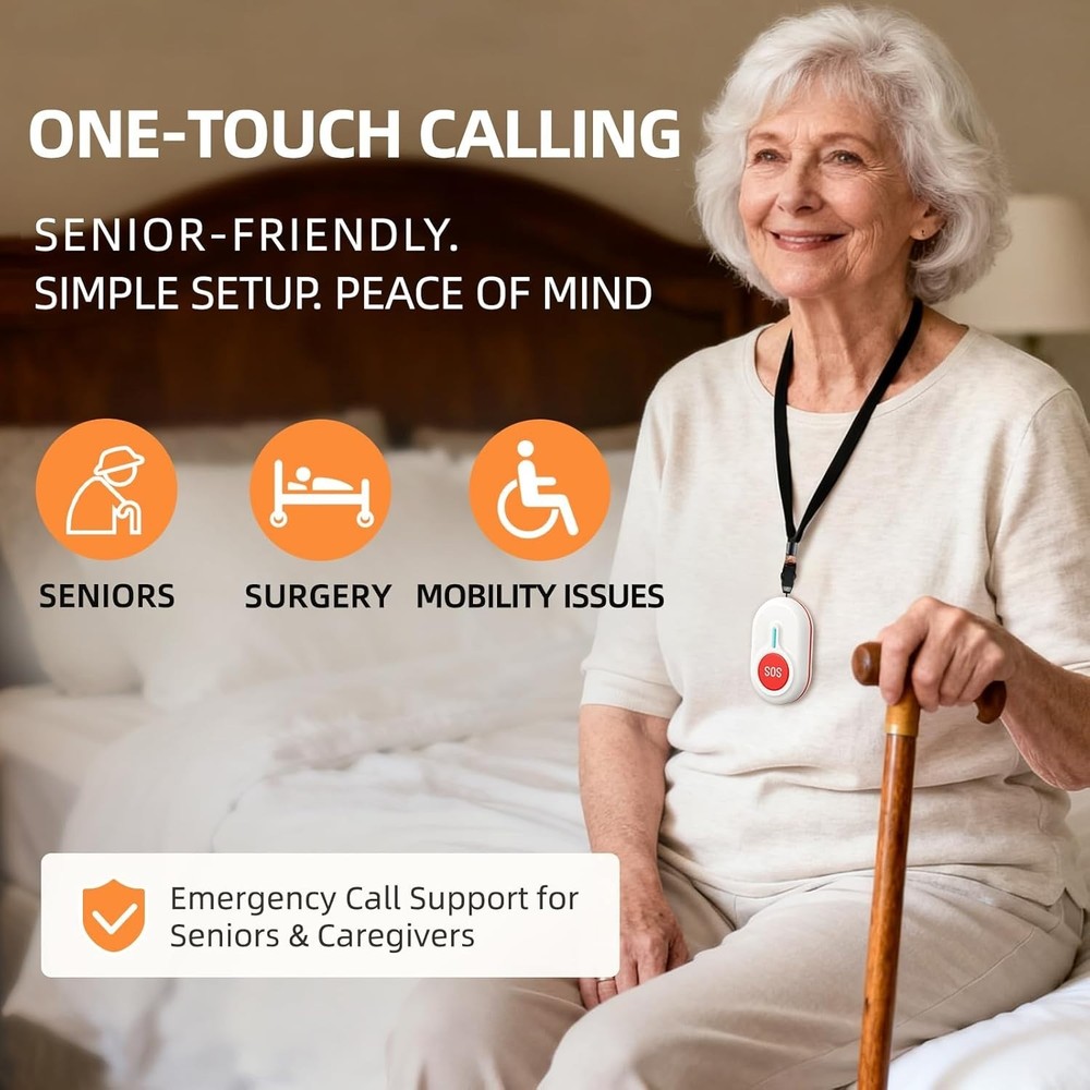 Vibration Call Bell System - 2 Waterproof Buttons, Expandable Caregiver Solution