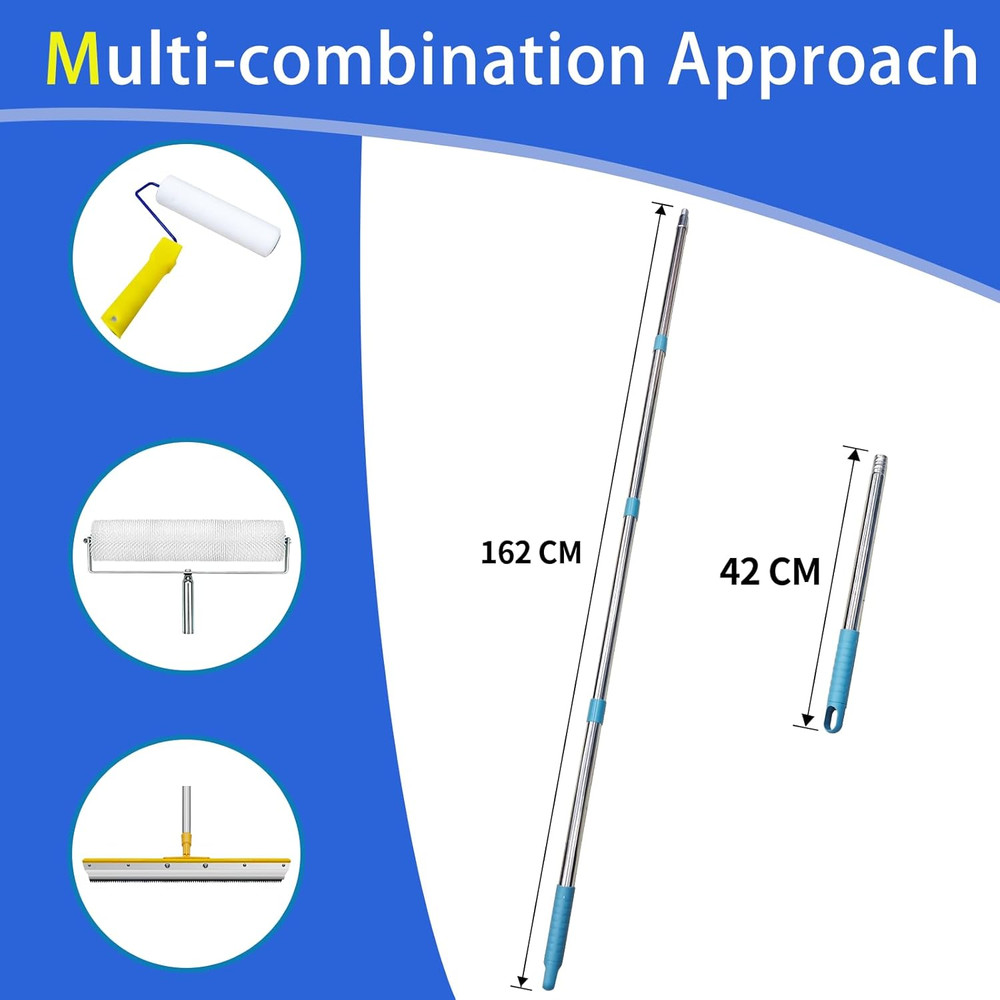 Self Leveling Concrete Tools, Stainless Steel Epoxy Squeegee, Spiked Roller for