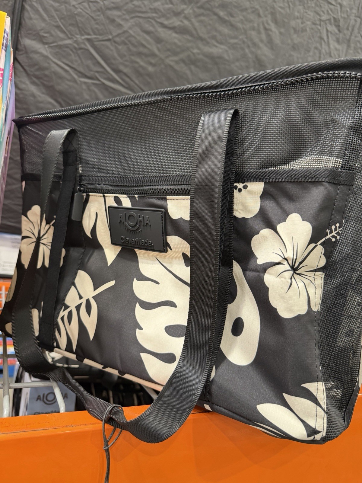 2 Aloha Collapsable Beach Tote Hawaii Floral Grocery Tote Costco - Green & Black