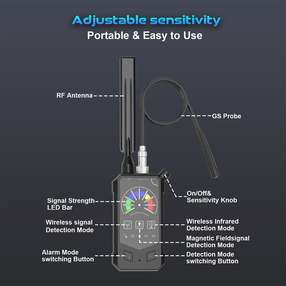 Portable Hidden Camera Detector Finder Bug GPS Tracker Scanner Device Car Hotel