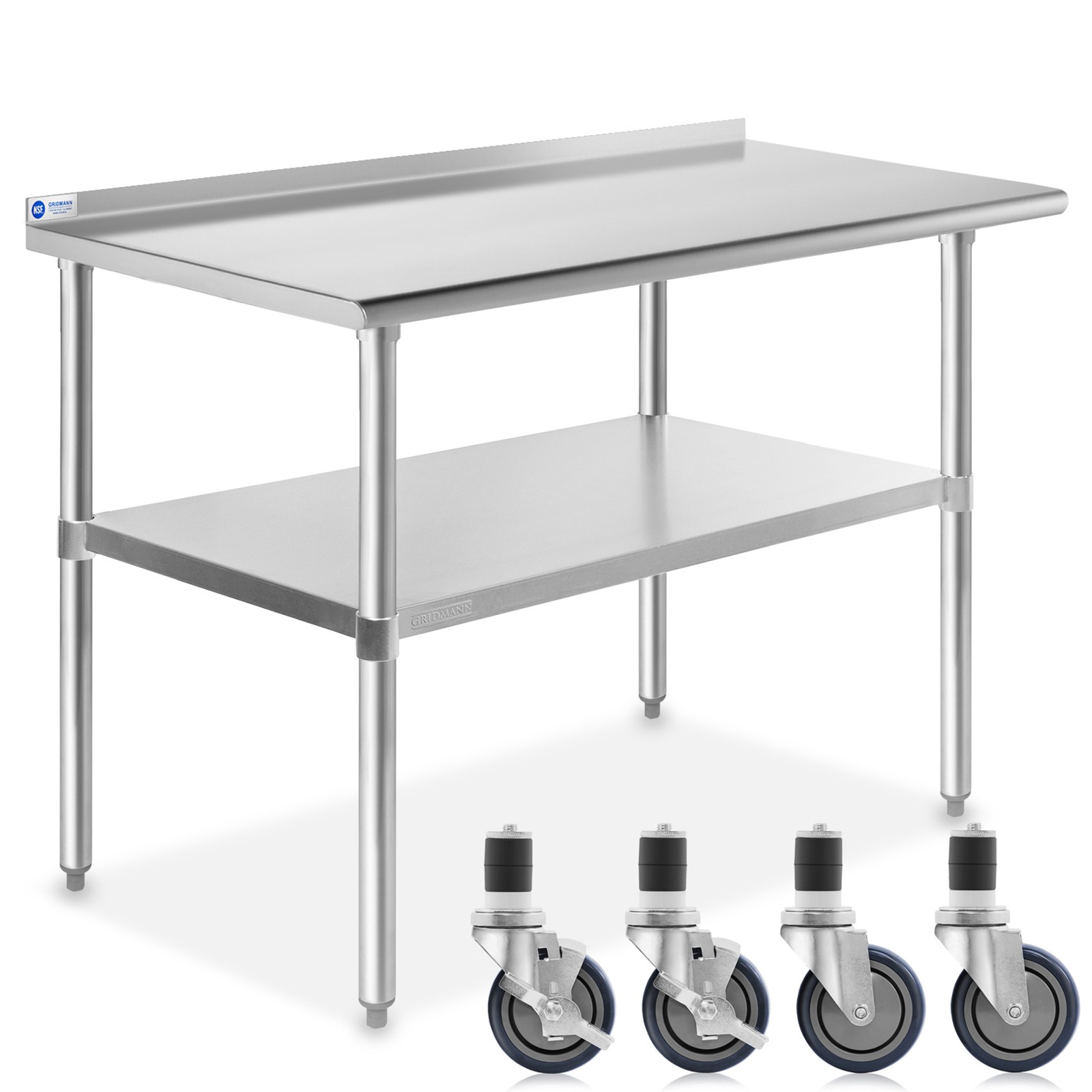Stainless Steel 24" x 48" NSF Kitchen Restaurant Prep Table w Backsplash Casters