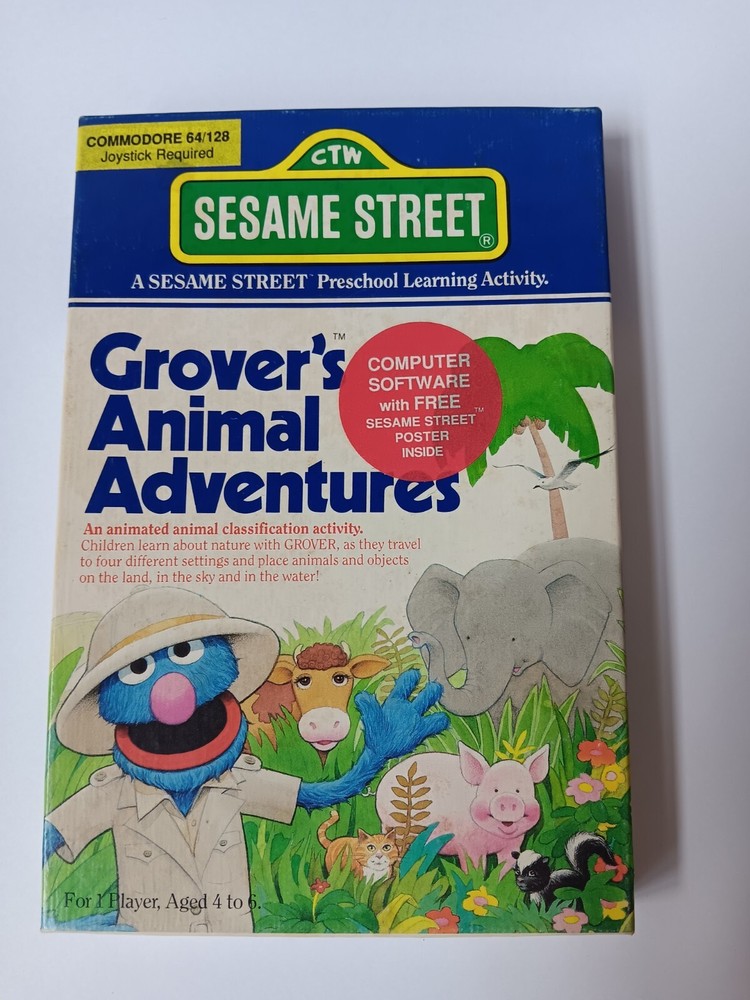 Commodore 64/128 Grovers Animal Adventure Computer Game Software Tested/Works