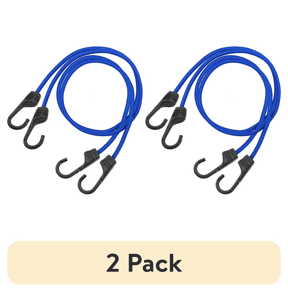 2 Pack, 36" Standard Bungee Cords Set, Rubber, Blue, 0.37 oz