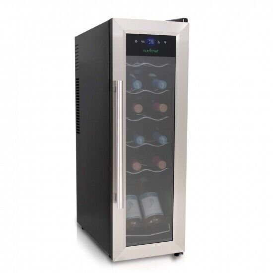 NutriChef PKCWC12- Home Wine Cooler Fridge.Digital Touchscreen Control,12 Bottle