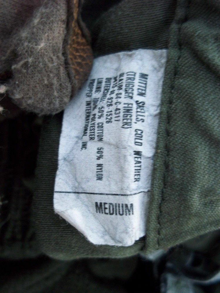 US MILITARY TRIGGER FINGER Gloves MITTEN SET SHELL+ WOOL INSERTS N/L MEDIUM GC