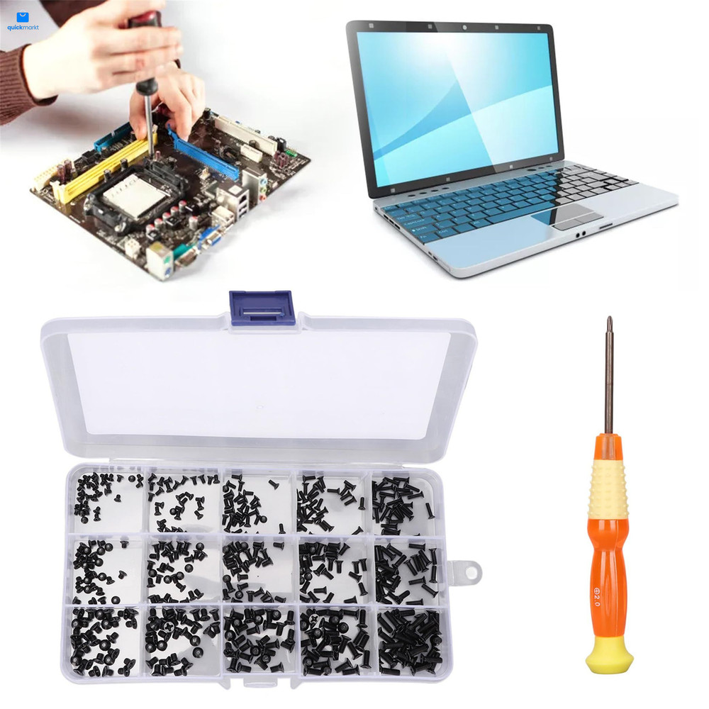 450 PCS Laptop Screws 15 Sizes Kit,Notebook Black Oxide