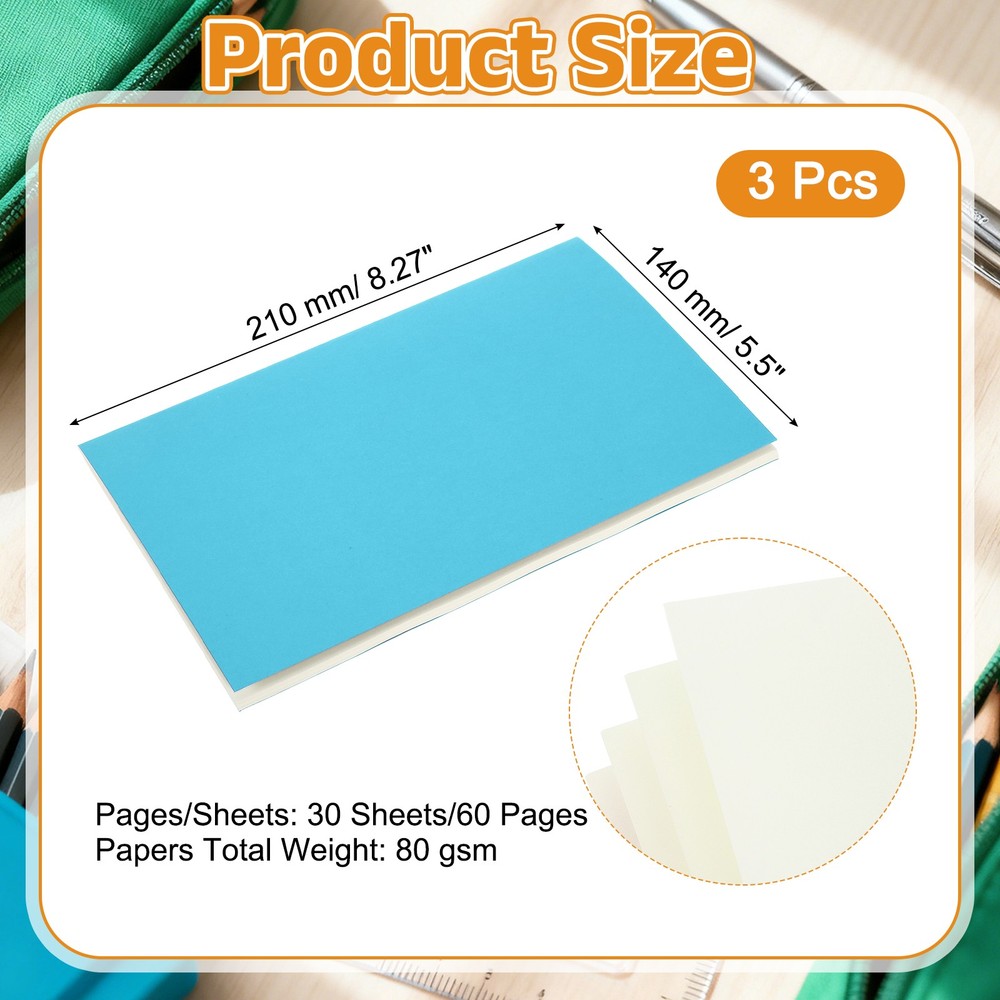 3 Pack A5 Notebook, A5 Journal Mini Notebook Pocket Unlined,Blue