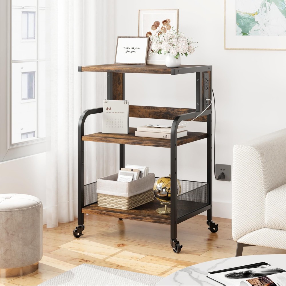 Printer Stand with Storage, Printer Table with wheels, Bent Tube Printer Frame