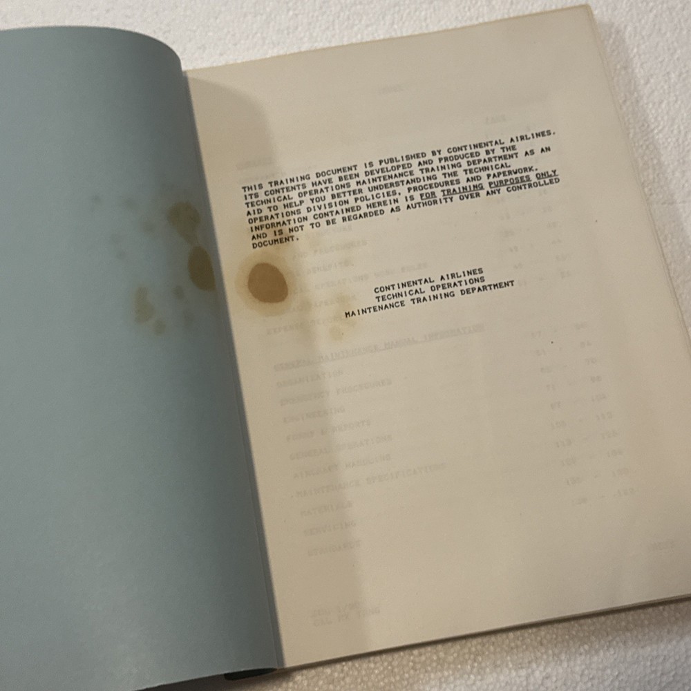 Continental Airlines Technical Operations Indoctrination Maintenance Training