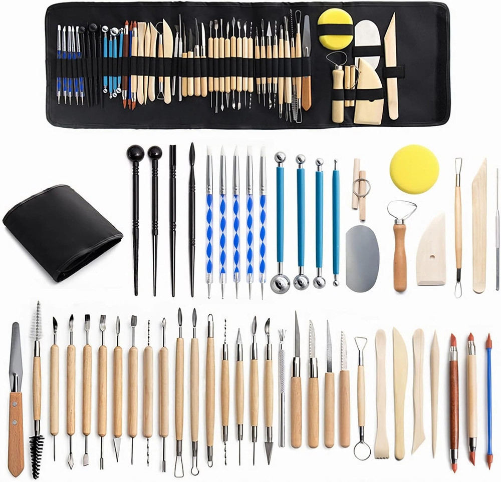 Clay Tools 52PCS Pottery Tools Clay Sculpting Tools Polymer Clay Tools Kit Ceram