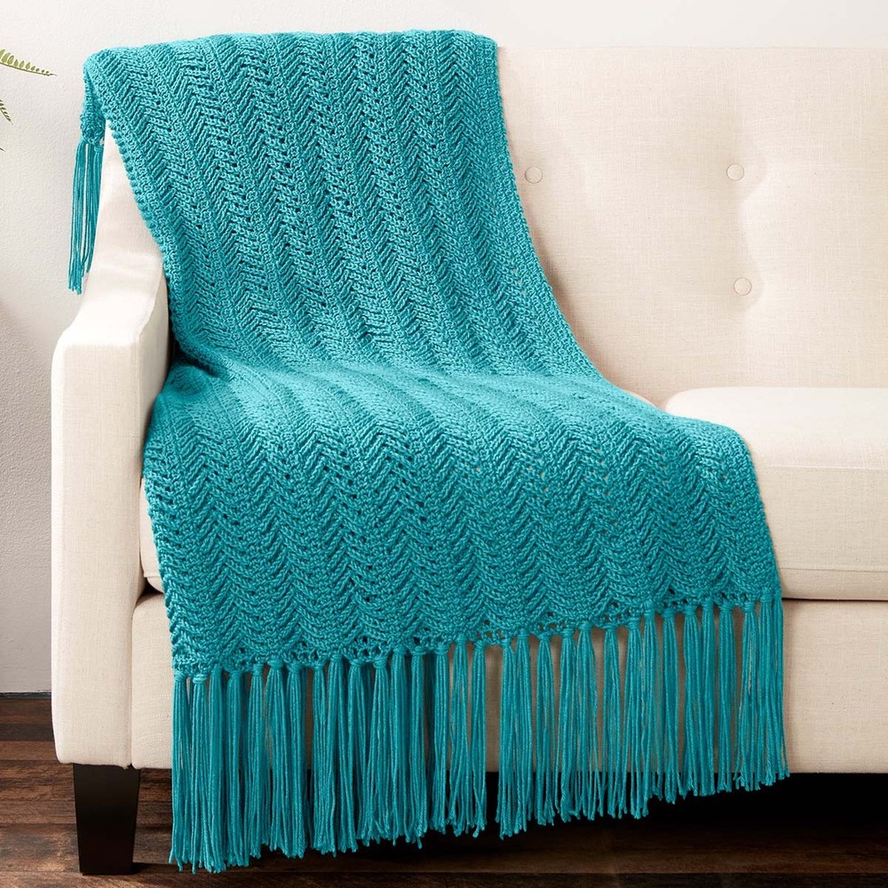 Caron® Vertical Herringbone Blanket Crochet Kit