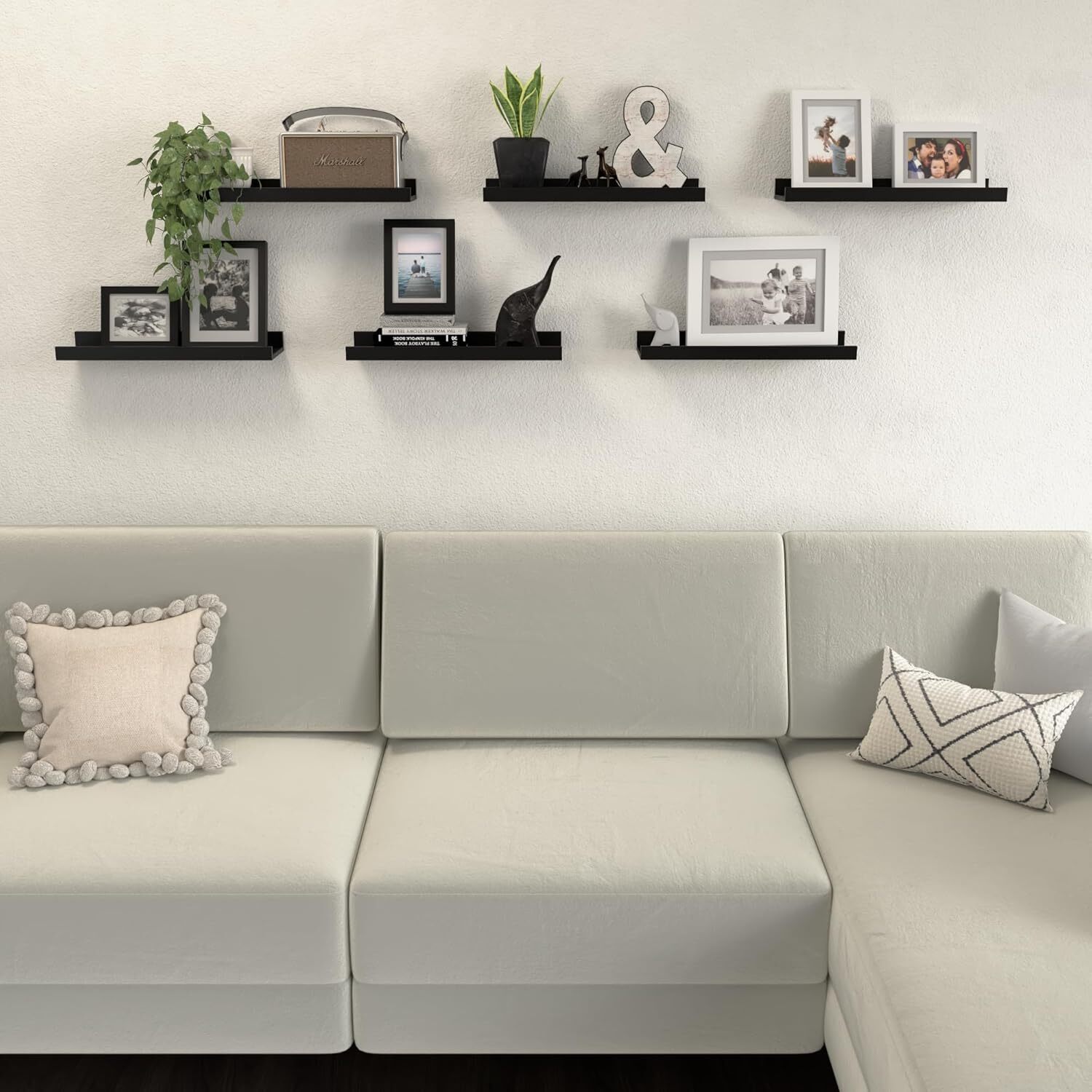 6 Pack Floating Wall Shelves, Display Shelves for Home Decoration