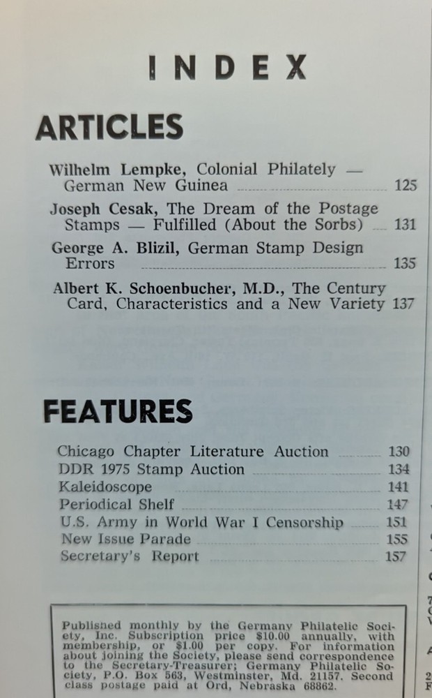 German Postal Specialist Apr 1975 German Stamp Design Errors Century Cards