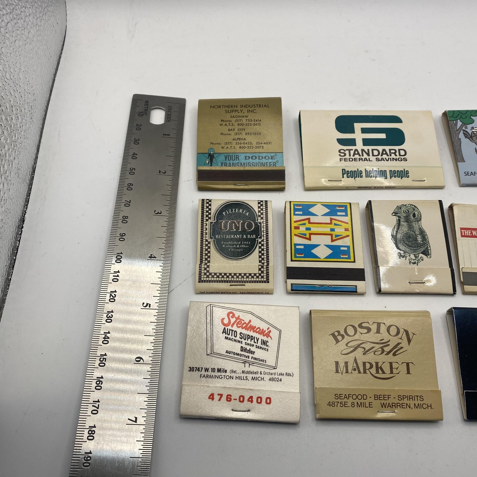 Vintage Advertising Matchbooks Lot 13 Restaurants Banks Auto Fish Market Steak