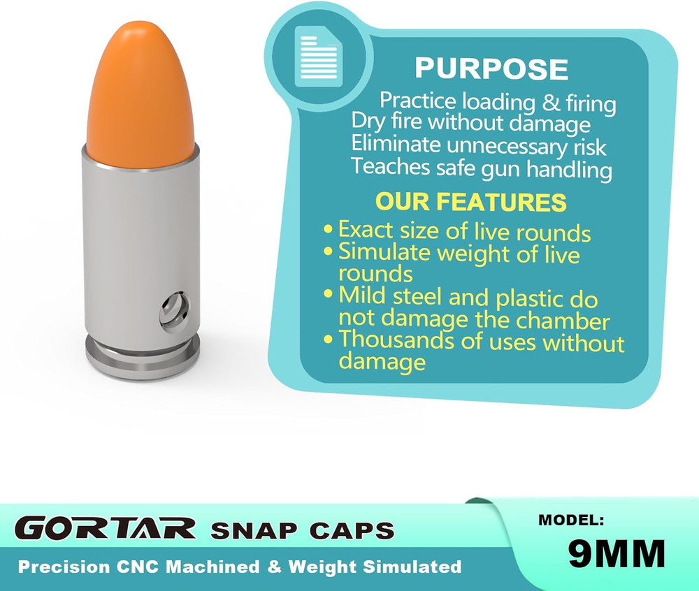 GORTAR Snap Caps Training Dummy Rounds Practice Safe Loading Firing Close to Rea