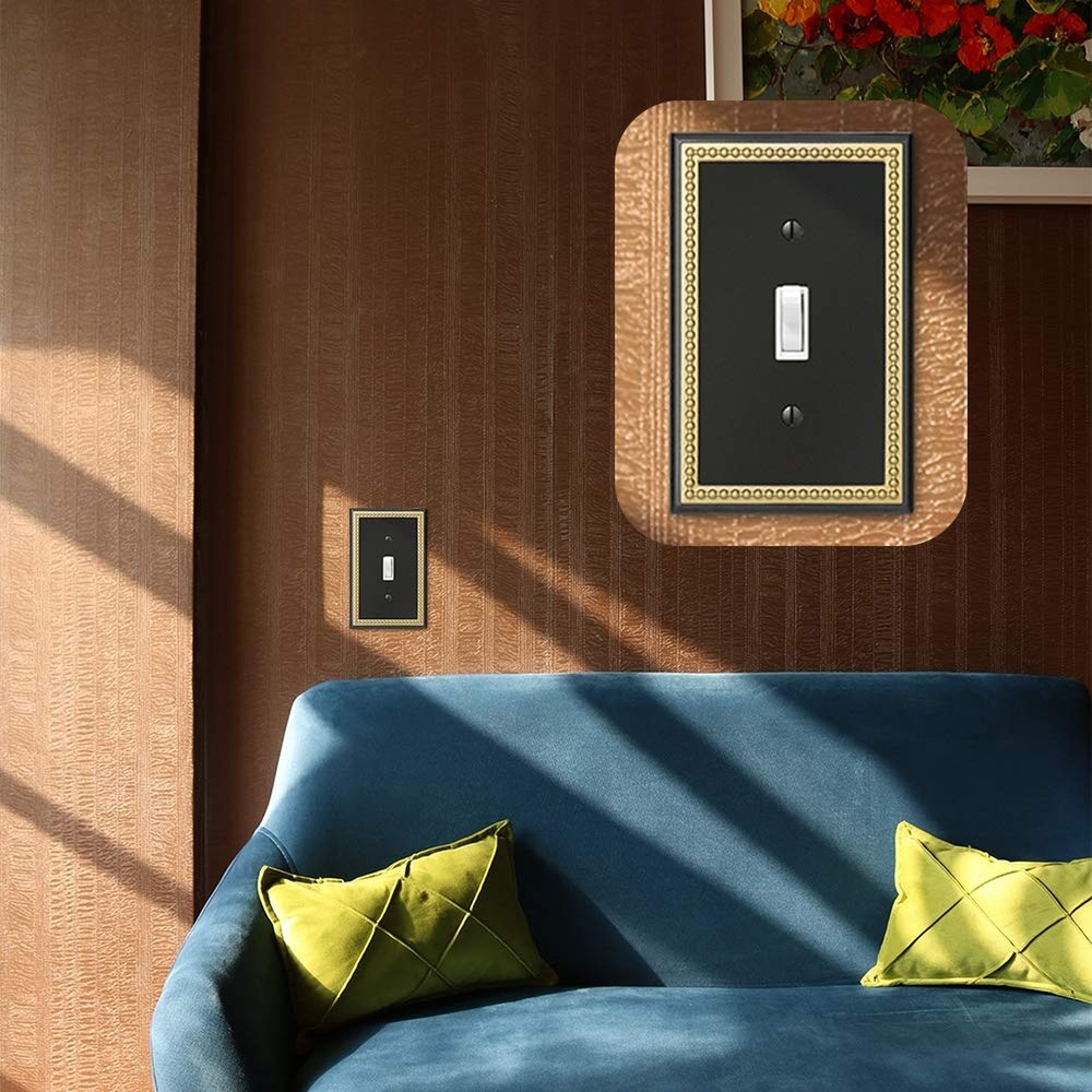 Pearled Frame Decorative Wall Plate Switch Plate Outlet Cover (Single Toggle ...