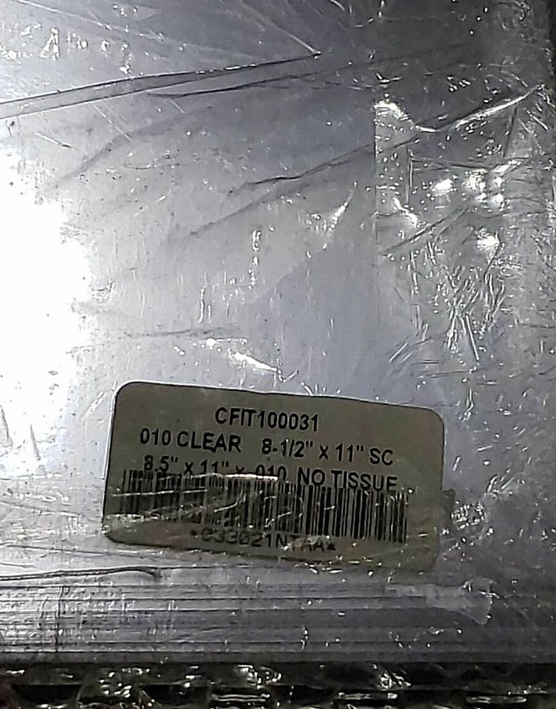 Clear Covers 8 1/2" x 11" Square Corner with NO Tissue