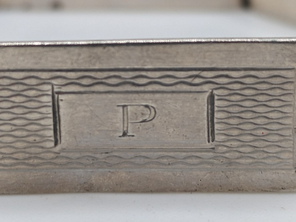 Antique English Octagonal Sterling Silver Napkin Ring "P" initial, dated 1935