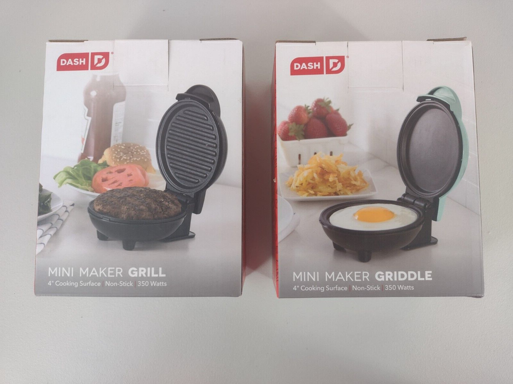 NEW IN BOX Dash Mini Maker GRILL & GRIDDLE 4” Surface Cooking Appliances