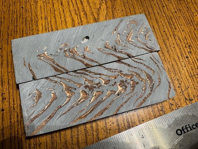 Pair of Beautiful deep Grey leaf pattern Resin Knife Handle Blank Scale