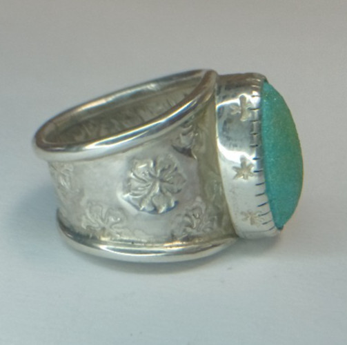 Augustus Caesar, Original work of art ring, Sterling Silver Turquoise Ring