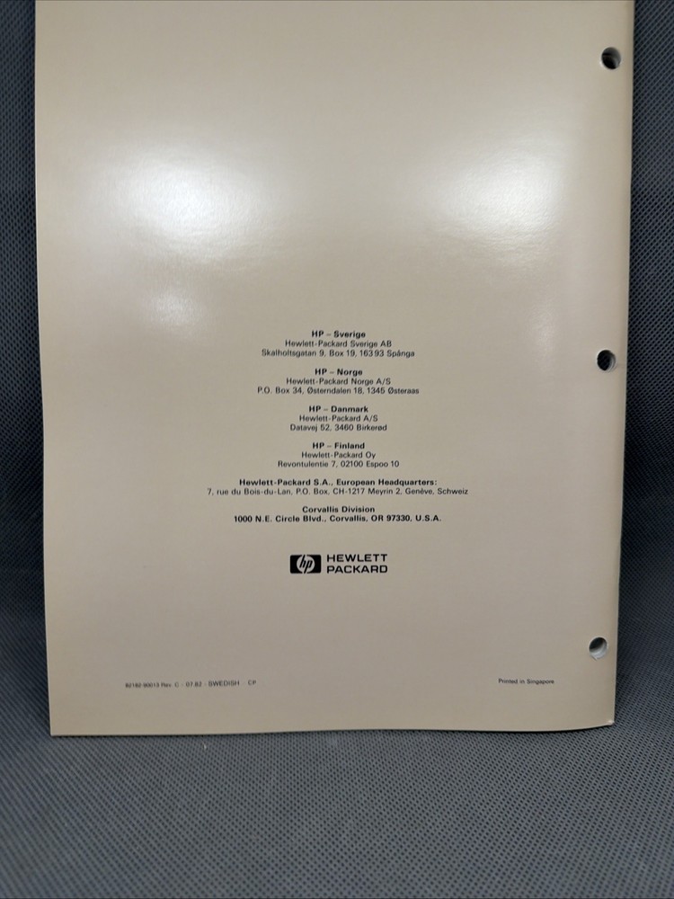 HP 82182A Time Module, Manual ONLY, Swedish