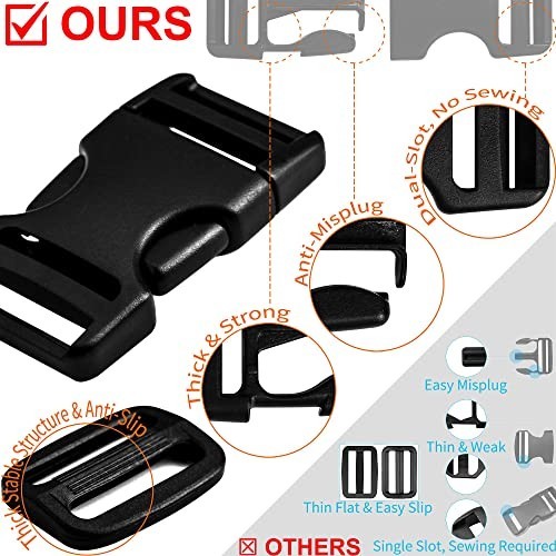 1" Webbing Strap Buckles Set - 10 Quick Release & 20 Tri-Glide Clips for Heavy D