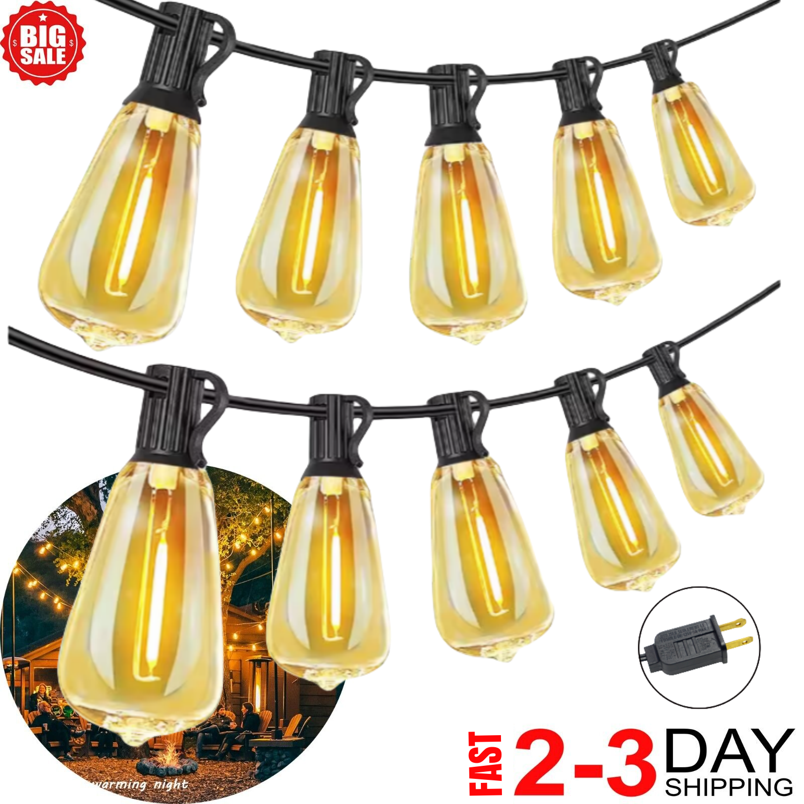 50-300 FT LED Outdoor String Lights with Edison Shatterproof Bulbs, Weatherproof