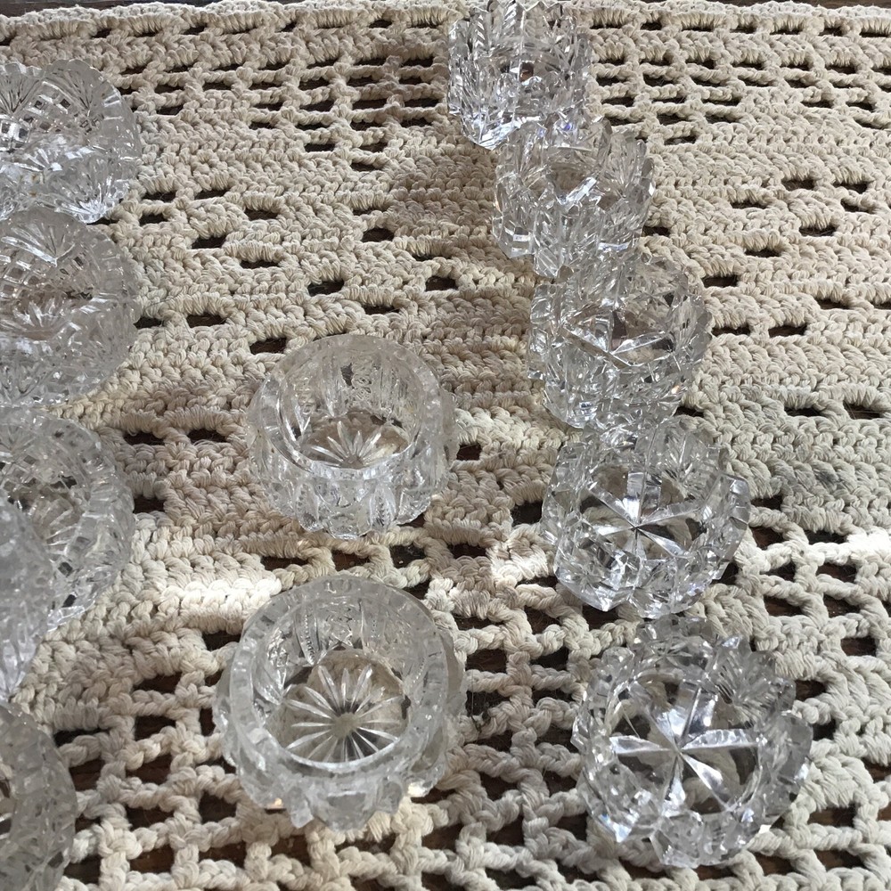 12 antique crystal open salts