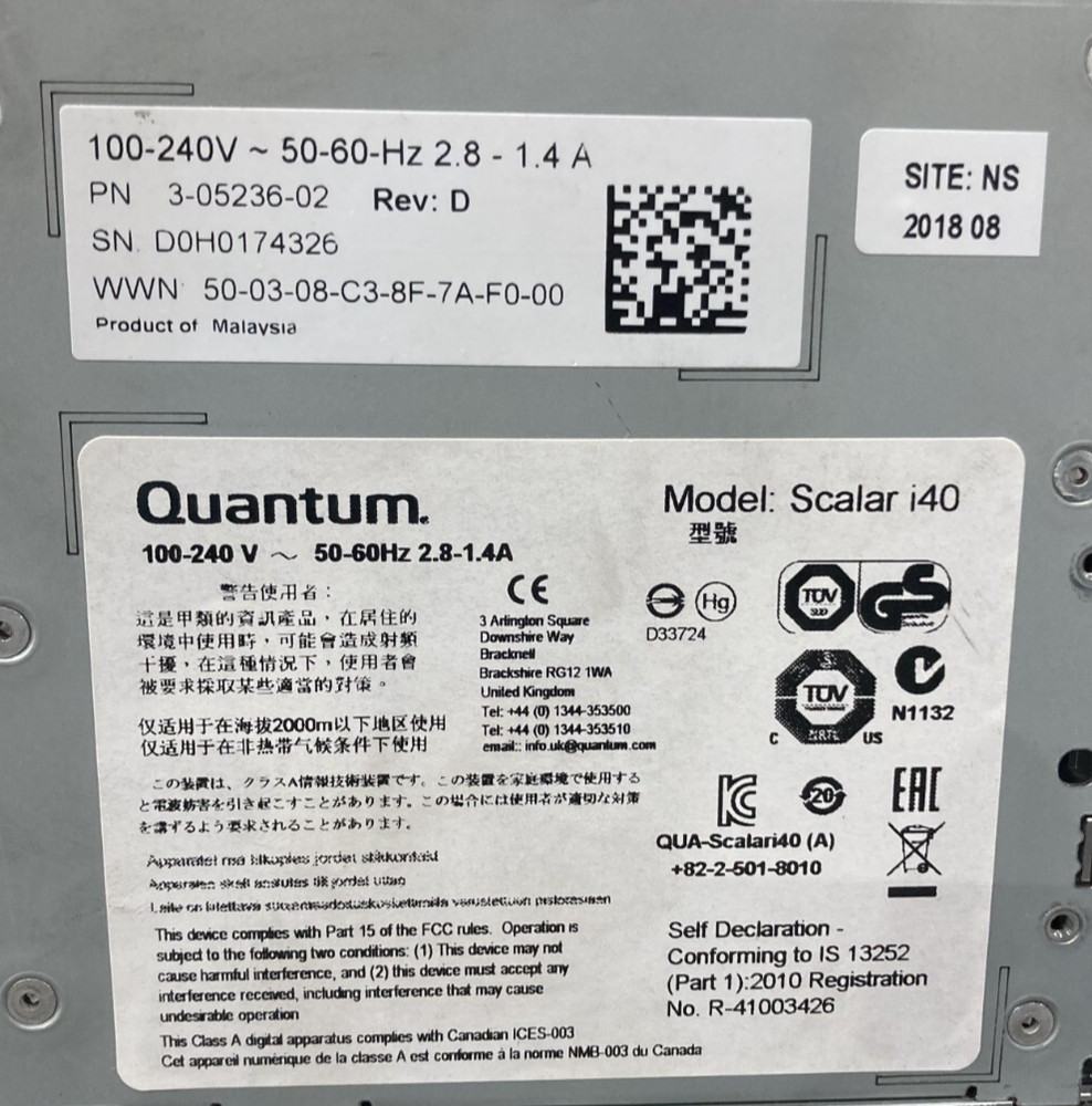 QUANTUM SCALAR I40 TAPE LIBRARY