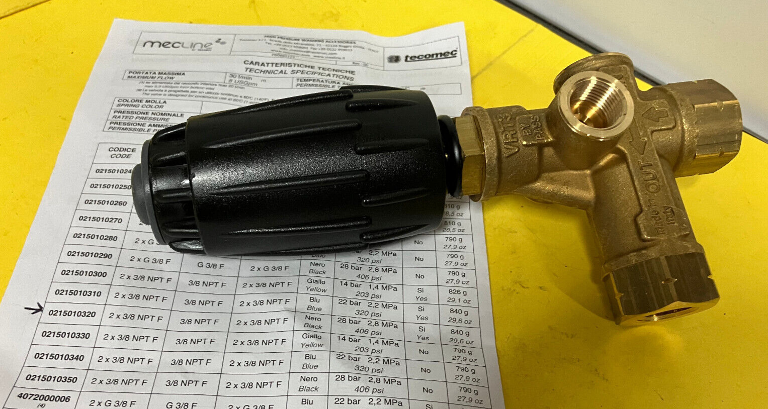 Annovi Reverberi Unloader Pressure Washer Valve VRT3 3/8 NPTF -# 0215010320