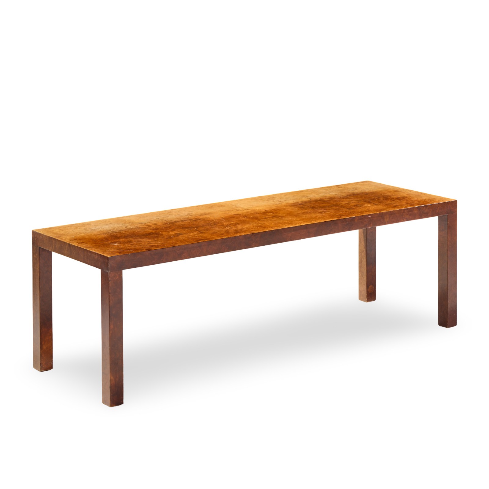 Milo Baughman for Directional Mid Century Burlwood Parsons Coffee Table