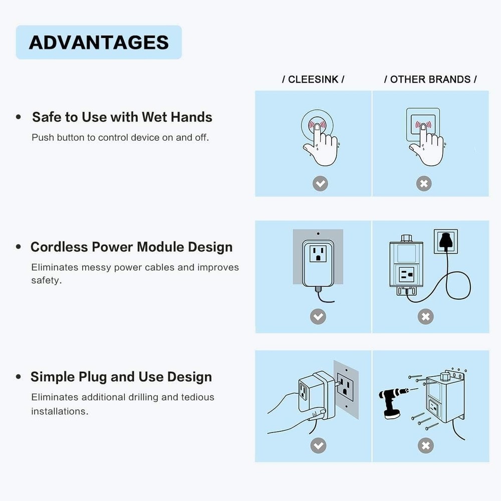 Long 3.5" Push Button Air Switch - Certified for Garbage Disposals