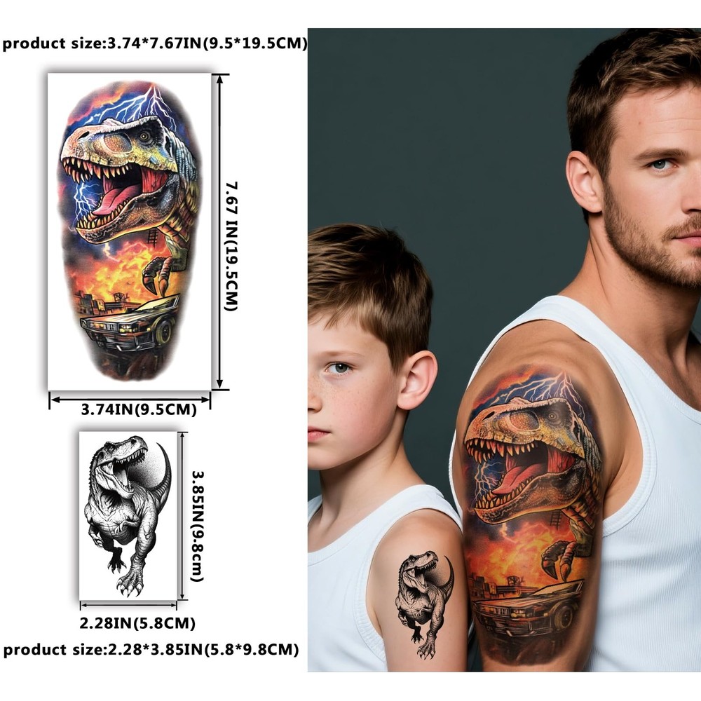 77 Sheets Dinosaur Temporary Tattoos for Kids Large, 77